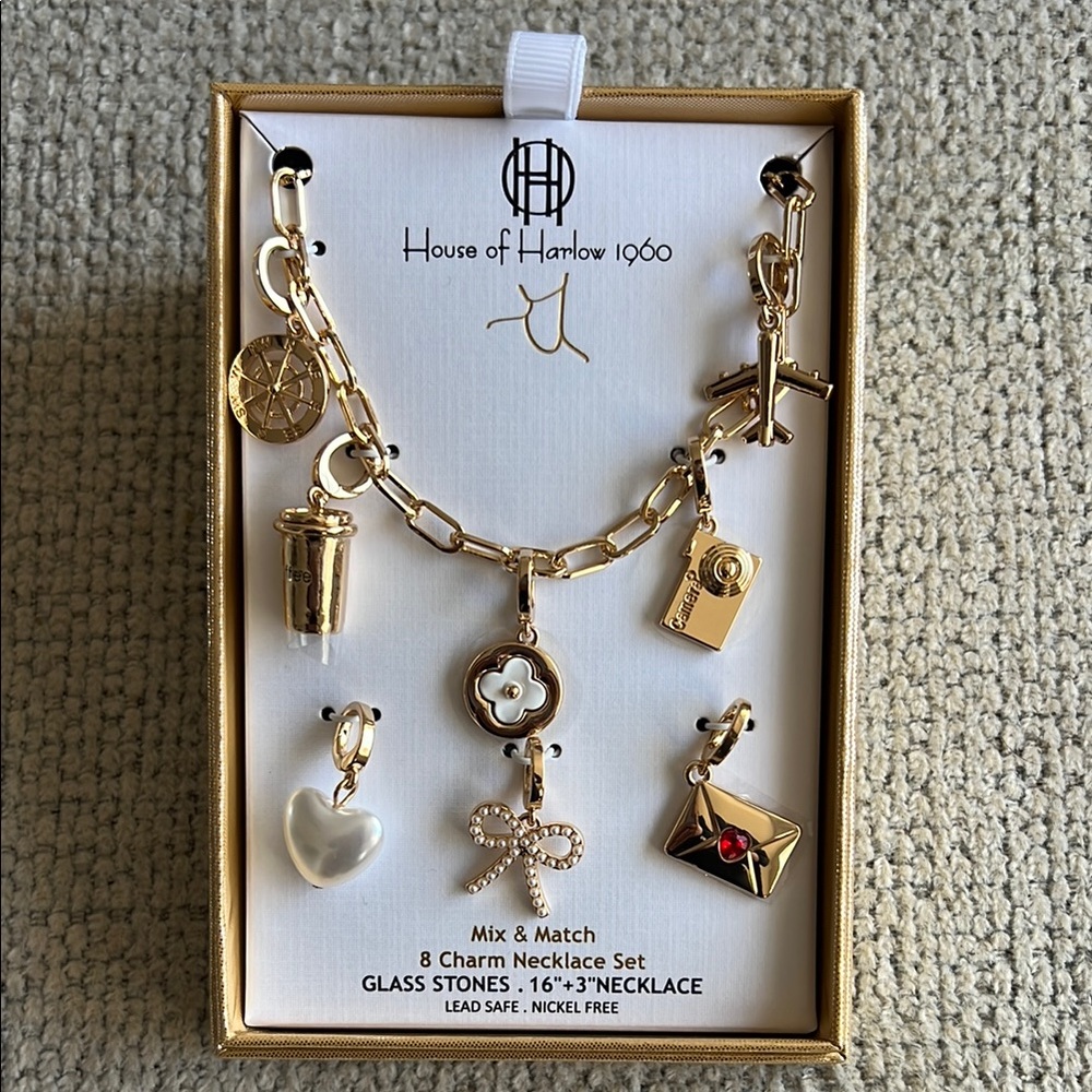 House of Harlow 1960 Gold Charm Necklace Set